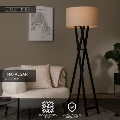 Lucide TRAFALGAR - Vloerlamp - 1xE27 - Zwart
